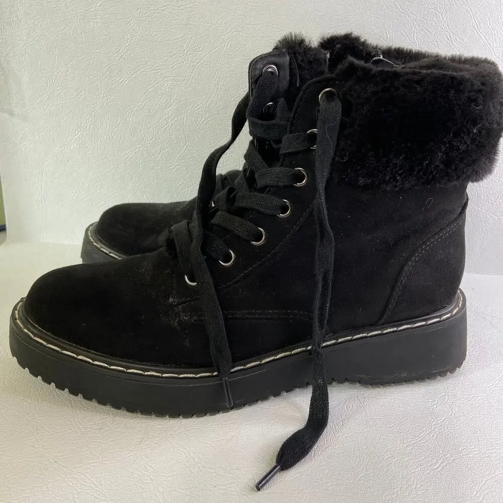 Madden Boots Womens Size‎ 6.5 Black Kymber Side Zip Faux Suede